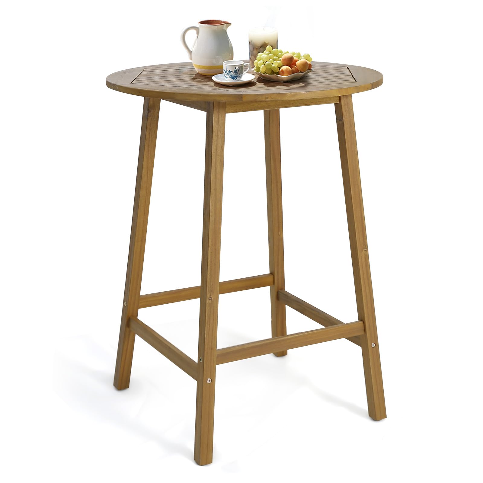 Table de bar de patio Tangkula en bois d'acacia de 31,5 po